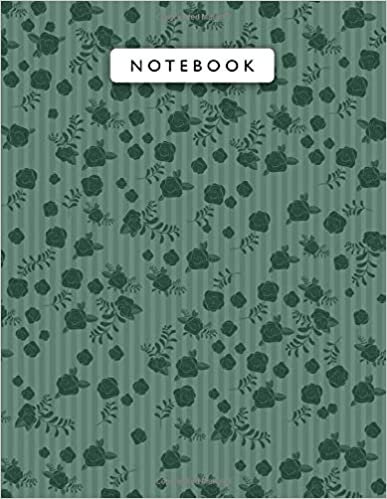 Notebook British Racing Green Color Mini Vintage Rose Flowers Small Lines Patterns Cover Lined Journal: Planning, Work List, College, 8.5 x 11 inch, ... Pages, 21.59 x 27.94 cm, Wedding, A4, Journal