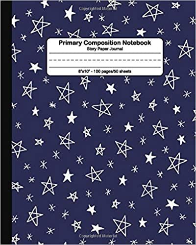 indir Primary Composition Notebook: Pretty Handwriting Notebook with Dashed Mid-line and Story Paper Journal | Grades K-2, 100 Story Pages | Cute Doddle Star Sky Pattern for Boys