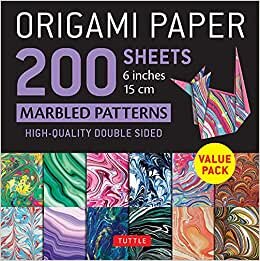 تحميل Origami Paper 200 sheets Marbled Patterns 6&quot; (15 cm): Tuttle Origami Paper: Double Sided Origami Sheets Printed with 12 Different Patterns (Instructions for 6 Projects Included)