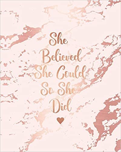 تحميل She Believed She Could So She Did: Light Purple Marble and Rose Gold - 8 x 10, 120 College Ruled Pages