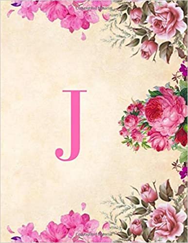 indir J: Monogram Initial J Notebook For Women &amp; Girls, Floral Journal (110 Pages, 8.5 x 11)