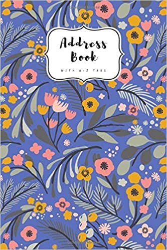 indir Address Book with A-Z Tabs: 6x9 Contact Journal Jumbo | Alphabetical Index | Large Print | Illustration Floral Flower Design Blue