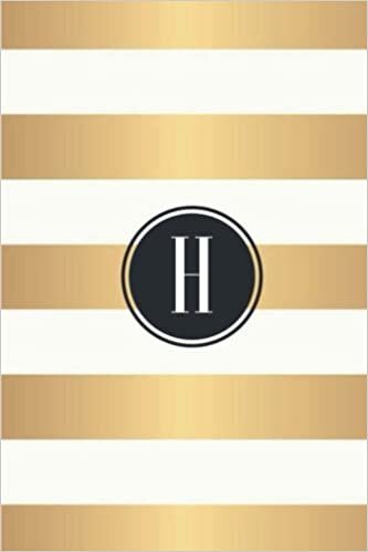 H: White and Gold Stripes / Black Monogram Initial "H" Notebook: (6 x 9) Diary, 90 Lined Pages, Smooth Glossy Cover indir