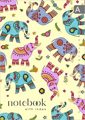 indir Notebook with Index: A5 Lined-Journal Organizer Medium with A-Z Alphabetical Sections | Traditional Style Decorated Elephant Design Yellow