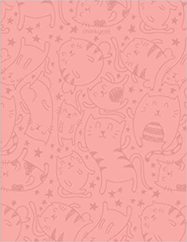 8.5" x 11" Pastel Salmon Pink Grid Minimalist Cat Pattern Notebook: Extra Large (21.59 x 27.94 cm) Simple Minimal Baby Coral Peach Kitty Kitten ... (50 Leaves or Sheets) and 5 mm Line Spacing