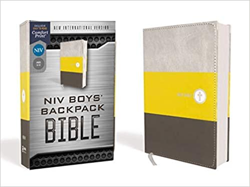 Niv, Boys' Backpack Bible, Compact, Leathersoft, Yellow/Gray, Red Letter Edition, Comfort Print indir