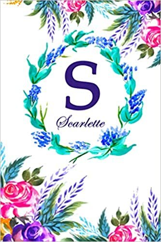 S: Scarlette: Scarlette Monogrammed Personalised Custom Name Daily Planner / Organiser / To Do List - 6x9 - Letter S Monogram - White Floral Water Colour Theme