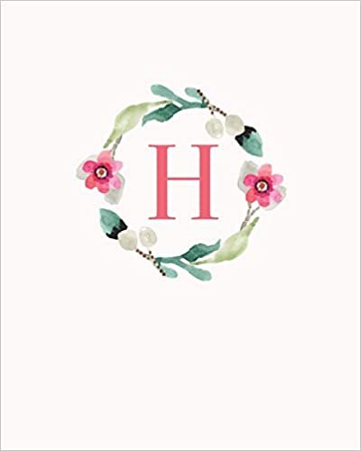 H: 110 Dot-Grid Pages | Monogram Journal and Notebook with a Classic Light Pink Background of Vintage Floral Roses in a Watercolor Design | ... Journal | Monogramed Composition Notebook indir