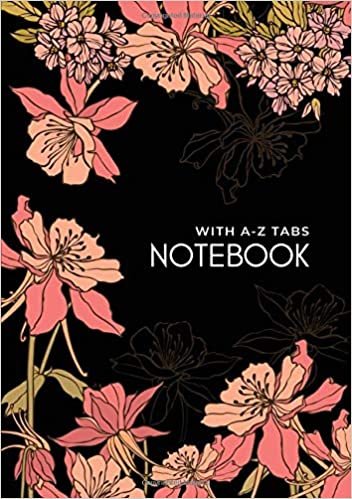 Notebook with A-Z Tabs: B5 Lined-Journal Organizer Medium with Alphabetical Section Printed | Drawing Beautiful Flower Design Black indir