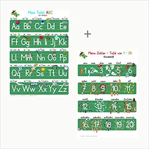 Mein Tafel-ABC in Druckschrift mit Artikeln + Meine Zahlen Tafel in Druckschrift-Set: 2 Lernposter, glänzend, 300g, 32 x 46 cm im Set indir