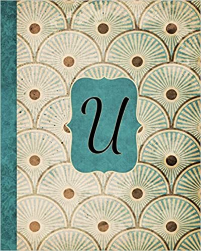 indir U: Antique Aqua Pattern Journal, Monogram Initial Letter U, Gratitude Interior Pages