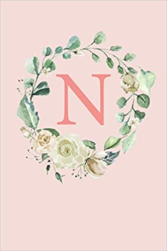 indir N: White Roses and Peonies Monogram Sketchbook | 110 Sketchbook Pages (6 x 9) | Floral Watercolor Monogram Sketch Notebook | Personalized Initial Letter Journal | Monogramed Sketchbook