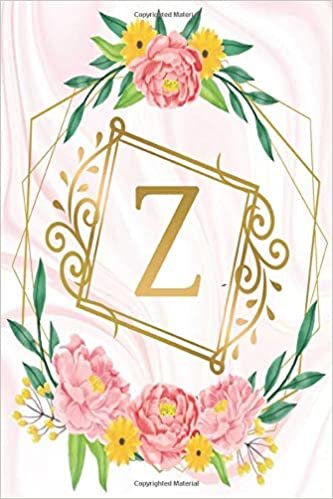 Z: Initial Notebook Floral Pink Marble Gold Monogram Letter Z Personalized Notebook 6 x 9 Inches College Ruled Medium Lined Journal & Diary Composition Notebook for Girls and Women indir