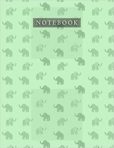 Notebook Lime Green Color Cute Small Baby Elephant Pattern Background Cover: 110 Pages, 21.59 x 27.94 cm, Daily, Planner, A4, Life, Organizer, 8.5 x 11 inch, Journal, Bill indir