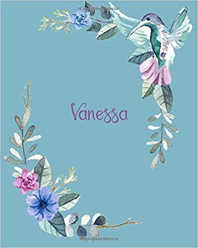 Vanessa: 110 Pages 8x10 Inches Classic Blossom Blue Design with Lettering Name for Journal, Composition, Notebook and Self List, Vanessa indir
