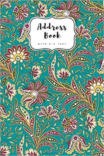 Address Book with A-Z Tabs: 6x9 Contact Journal Jumbo | Alphabetical Index | Large Print | Arabic Style Flower Design Teal