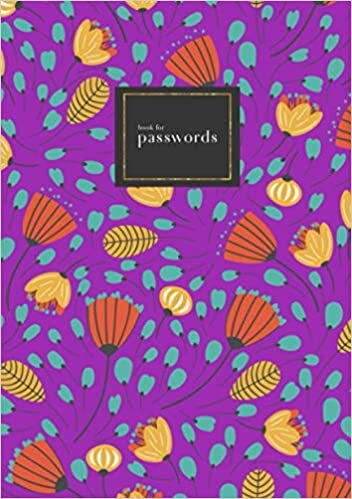 indir Book for Passwords: A5 Medium Internet Address Notebook with A-Z Alphabetical Index | Massive Pastel Floral Design | Purple