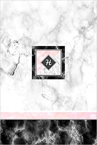 indir H: Pink Letter H Monogram Journal, Monogrammed White Marble Notebook, Blank Lined Custom Journal 6x9 inch College Ruled 120 page perfect bound Glossy Soft Cover