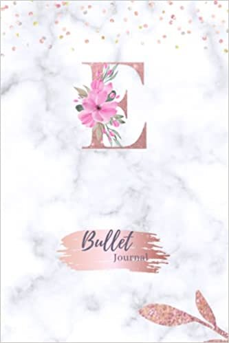 indir Dotted Journal: Dotted Grid Bullet Notebook Journal Rose Gold Monogram Letter E Marble with Pink Flowers 150 pages (6x9 inches A5) for Women Teens ... Bullet Journaling, Artsy Lettering, Field Not