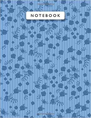 Notebook Bleu De France Color Mini Vintage Rose Flowers Small Lines Patterns Cover Lined Journal: 8.5 x 11 inch, College, 110 Pages, Planning, 21.59 x ... cm, A4, Wedding, Journal, Work List, Monthly
