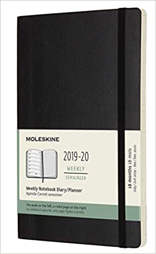 Moleskine 2019-20 Weekly Planner, 18M, Large, Black, Soft Cover (5 x 8.25)