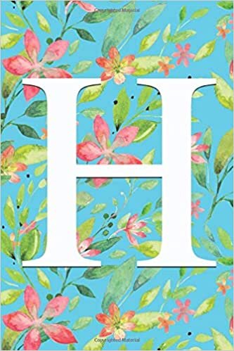 H: Cuaderno lindo para mujeres y niñas, azul floral 6 x 9 indir