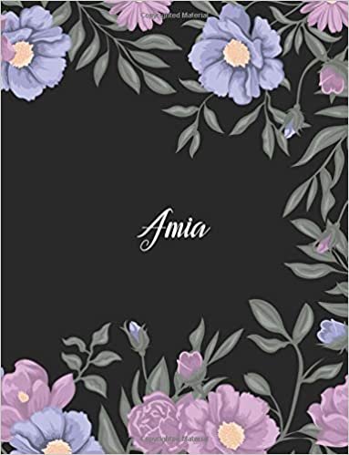 Amia: 110 Ruled Pages 55 Sheets 8.5x11 Inches Climber Flower on Background Design for Note / Journal / Composition with Lettering Name,Amia indir
