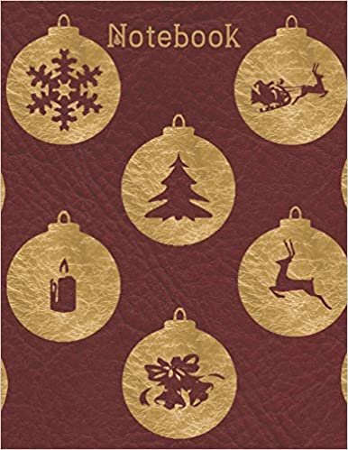 تحميل Notebook: Golden Decorative Christmas Ornaments - College Ruled, Medium Ruled Paper, Large Size to Meet Your Needs