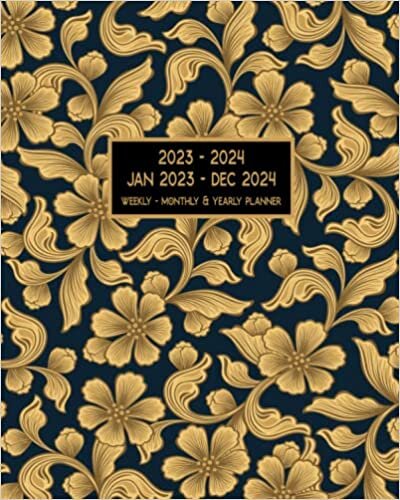 January 2023 - December 2024 weekly Monthly yearly Planner: 2 Year Calendar 2022-2024 Planner 24 Months with Federal Holidays, Motivational and Inspirational Quotes (Pretty Yellow & Black Floral Cover) ダウンロード