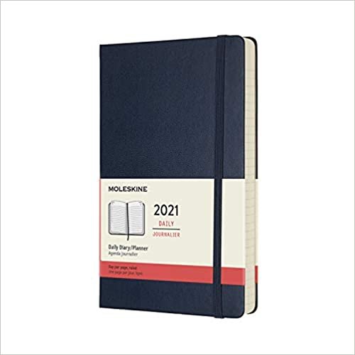 Moleskine 2021 Daily Planner, 12M, Large, Sapphire Blue, Hard Cover (5 x 8.25)