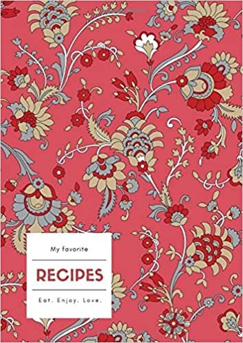 indir My Favorite Recipes: A4 Large Cooking Notebook with A-Z Alphabetical Index | Blank Food Cookbook Journal | Traditional Indian Paisley Design Red