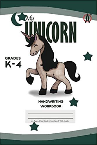My Unicorn Primary Handwriting k-4 Workbook, 51 Sheets, 6 x 9 Inch Olive Green Cover indir