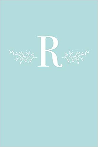 indir R: 110 Sketch Pages (6 x 9) | Light Blue Monogram Sketchbook Notebook with a Simple Floral Emblem | Personalized Initial Letter | Monogramed Sketchbook