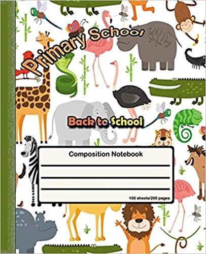 indir PRIMARY JOURNAL GRADES K-2: Many Animals White Background Color Notebook, Primary Journal K-2nd Grades, School Supplies, Ruled paper, 100 Sheets, 200 Pages, Primary Journal Notebook.