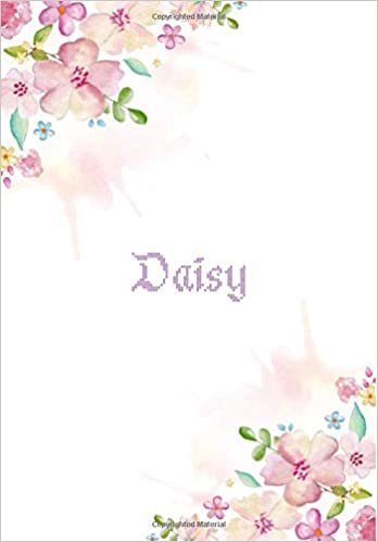 indir Daisy: 7x10 inches 110 Lined Pages 55 Sheet Floral Blossom Design for Woman, girl, school, college with Lettering Name,Daisy