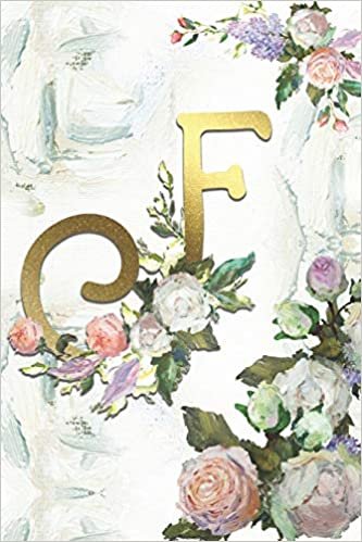 F: Roses Journal, personalized monogram initial F blank lined notebook | Decorated interior pages with Roses indir