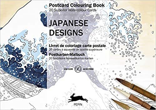 indir Japanese Designs: Postcard Colouring Book (Multilingual Edition)