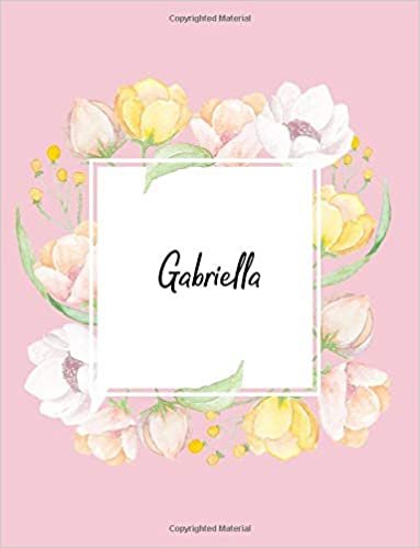Gabriella: 110 Ruled Pages 55 Sheets 8.5x11 Inches Water Color Pink Blossom Design for Note / Journal / Composition with Lettering Name,Gabriella indir