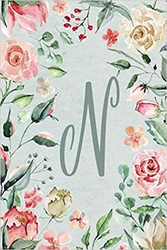 indir Notebook 6”x9” Lined, Letter/Initial N, Teal Pink Floral Design (Notebook 6”x9” Alphabet Series – Letter N, Teal Pink Floral Design, Band 14)