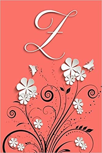 indir Z: Letter Z Journal, Flowers and Butterflies on Coral, Personalized Notebook Monogram Initial, 6 x 9