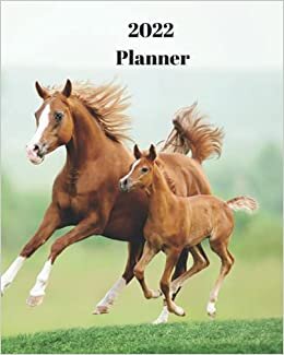 2022 Planner: Horse and Foal - Monthly Calendar with U.S./UK/ Canadian/Christian/Jewish/Muslim Holidays– Calendar in Review/Notes 8 x 10 in.- Animal Nature Wildlife