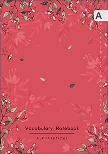 indir Vocabulary Notebook Alphabetical: A5 Notebook 3 Columns Medium with A-Z Alphabet Index | Trendy Hand-Drawn Floral Design Red