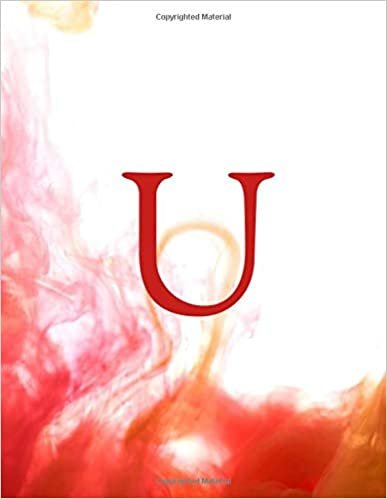 indir U: Monogram Initial U Notebook for Women and Girls-Red Watercolor Ink-120 Pages 8.5 x 11