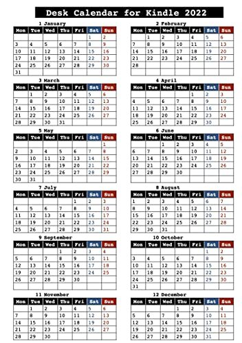 ダウンロード  Desk calendar for kindle (2022) Start on Mondays (English Edition) 本