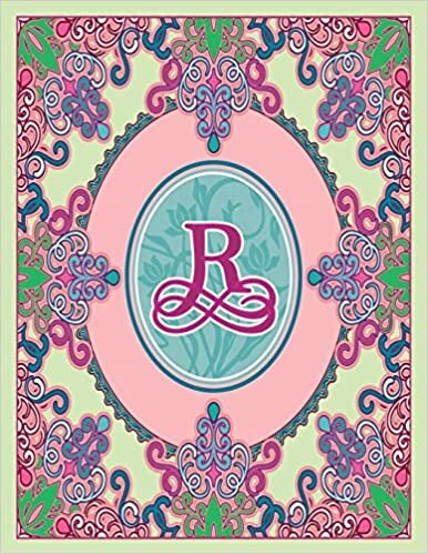 indir Journal Notebook Initial Letter &quot;R&quot; Monogram: Fun, Decorative Wide-Ruled Diary. Featuring a Unique Pink and Teal Design with Pistachio Green ... Frame Wildflowers Initial Letter Monogram)