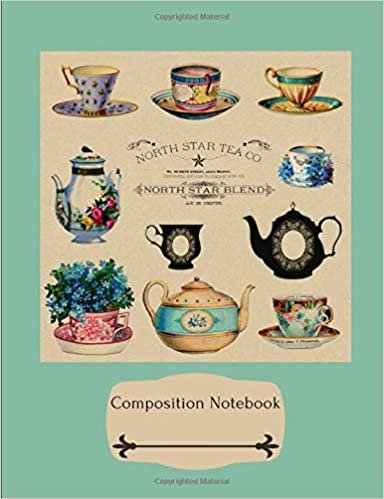 Composition Notebook: Vintage Style Tea Pot and Tea Cups - Composition Notebook College-Ruled
