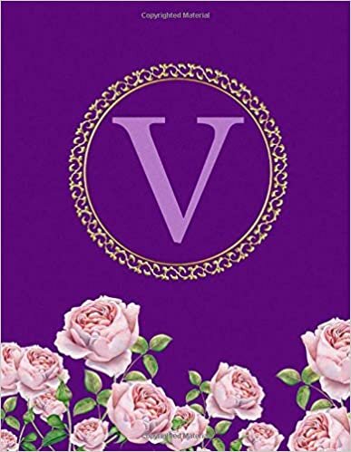 V. Monogram Initial V Notebook. Pink Flowers Floral Cover. Blank Lined Notebook Journal Planner Diary. indir