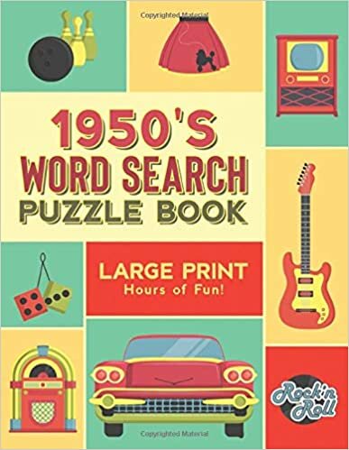indir 1950&#39;s Word Search Puzzle Book: Large Print Word Search Books for Seniors, Adults, and s. 100 Easy, Entertaining, Fun Puzzles!