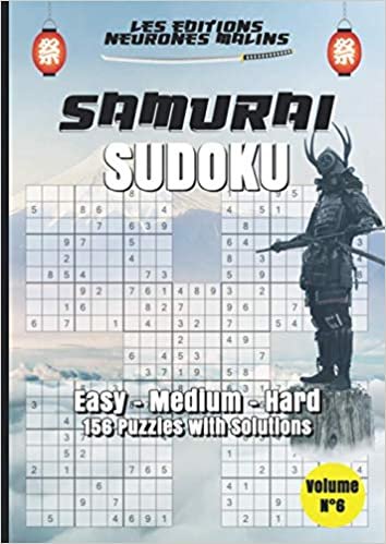 Samurai Sudoku Easy Medium Hard 156 Puzzles with Solutions Volume n°6: Samurai Sudoku Puzzle Books for Adults or Kids, Easy Medium Hard Level, Large Print, Solutions included