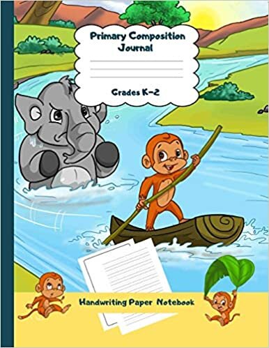 indir Primary Composition Journal Grades K-2 Handwriting Paper Notebook: Sailing Monkey Theme Dashed Mid Line School Exercise Book Plus Sketch Pages for ... (Efrat Haddi Handwriting Practice Paper)